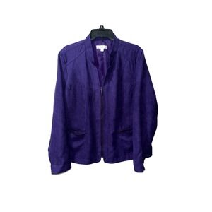Studio Works Women Purple Collarless Zip Front Jacket Blazer Size 18